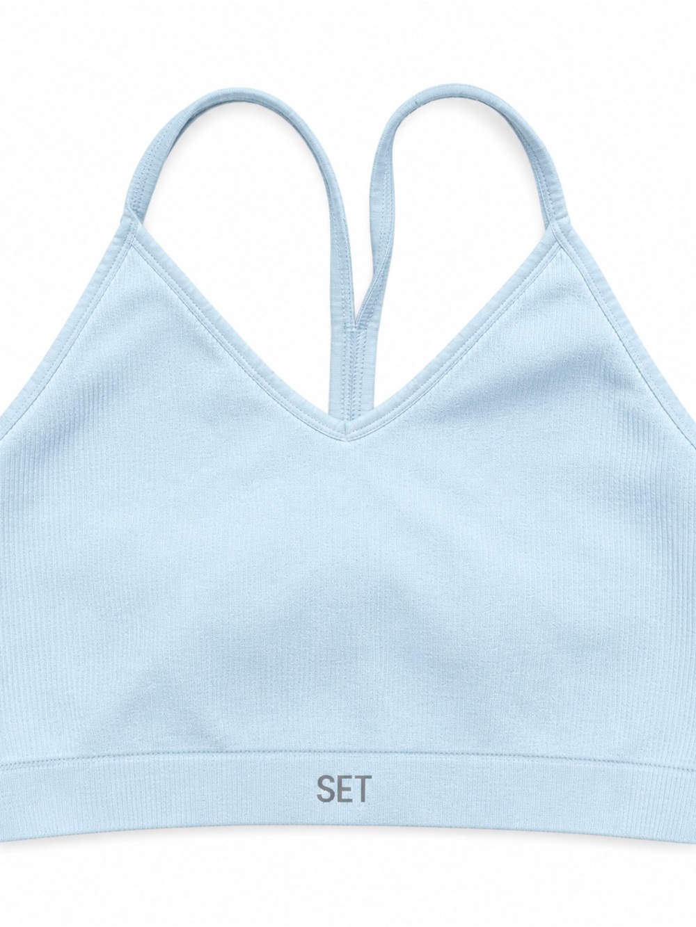 SET Active Like New Light Blue Ribbed Seamless Sports Bra | Size M